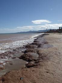 Detalle de problemas de erosión litoral y afección a infraestructuras en el entorno de la laguna de Nador (Febrero de 2010, Nador)